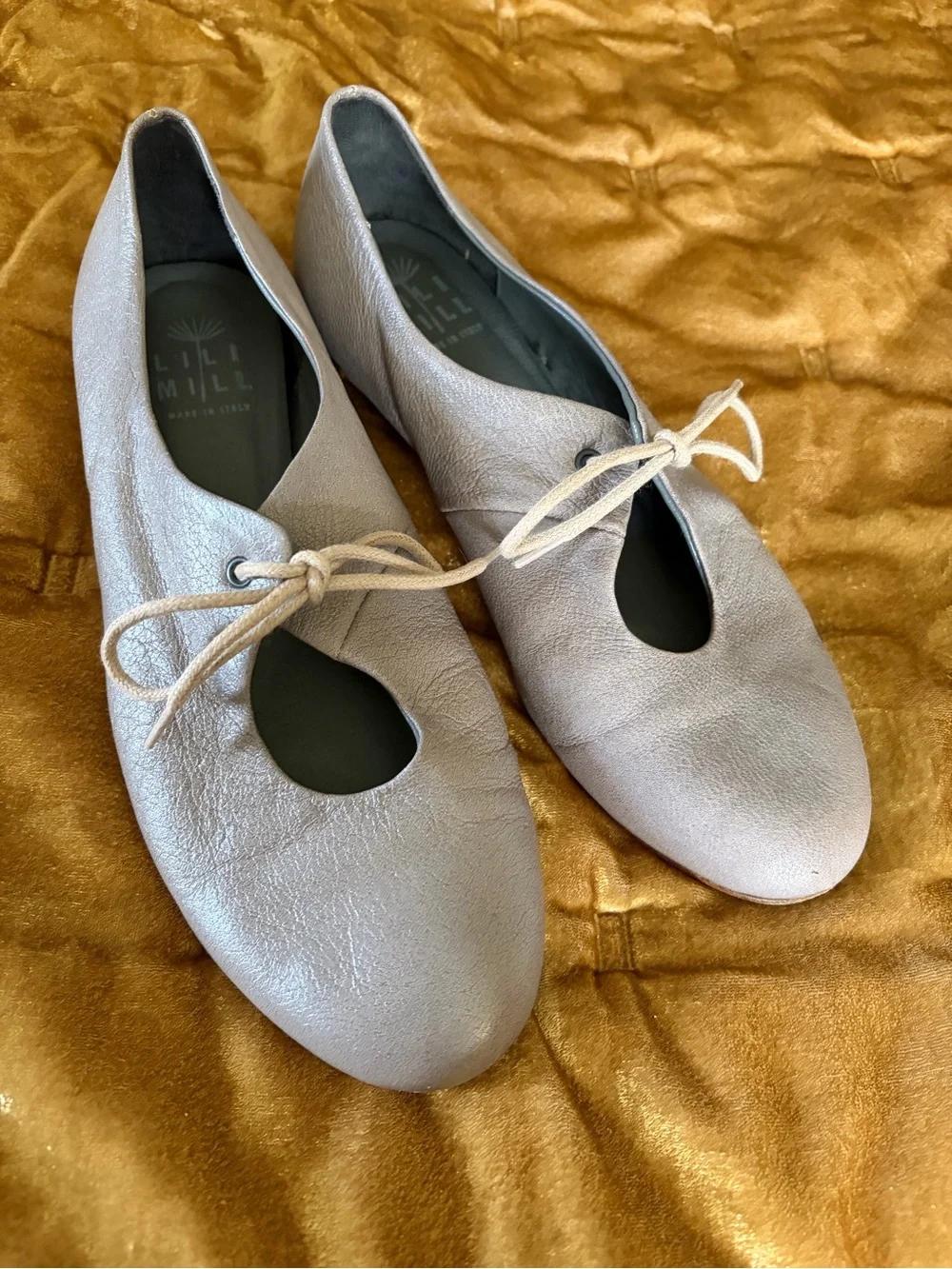 Lilimill Gray Lace-Up Ballet Flats - Picture 1 of 9